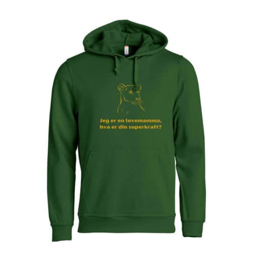 Superkraft hoodie «løvemamma» grønn