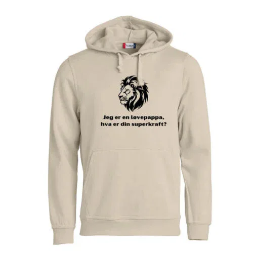 Superkraft hoodie «løvepappa» beige