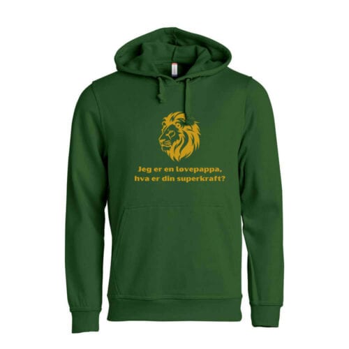 Superkraft hoodie «løvepappa» grønn