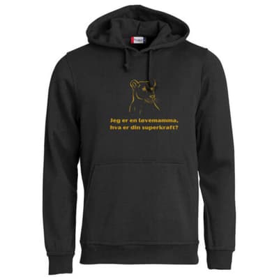 Superkraft hoodie «løvemamma» svart