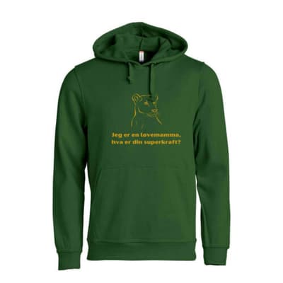 Superkraft hoodie «løvemamma» grønn