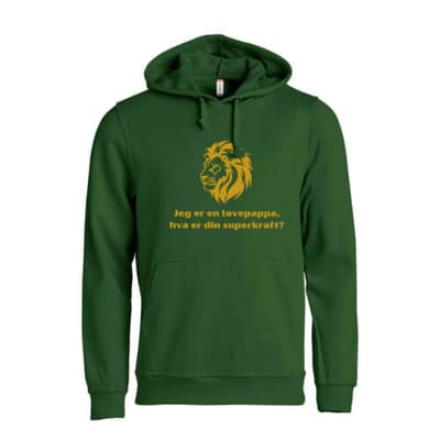 Superkraft hoodie «løvepappa» grønn