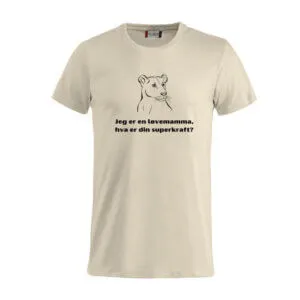 Superkraft t-skjorte «løvemamma» beige