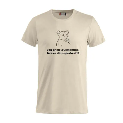 Superkraft t-skjorte «løvemamma» beige