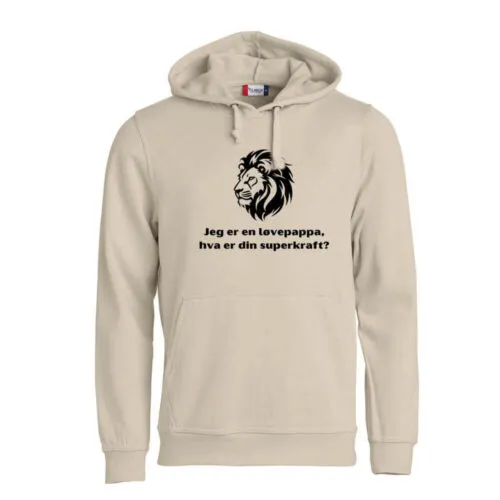Superkraft hoodie «løvepappa» beige