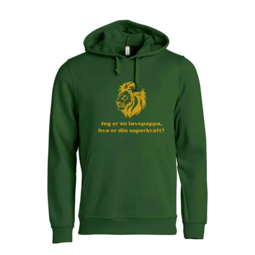Superkraft hoodie «løvepappa» grønn
