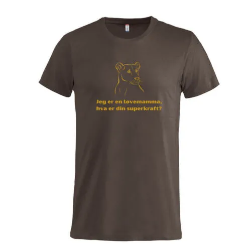 Superkraft t-skjorte «løvemamma» brun