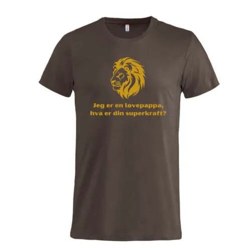 Superkraft t-skjorte «løvepappa» brun